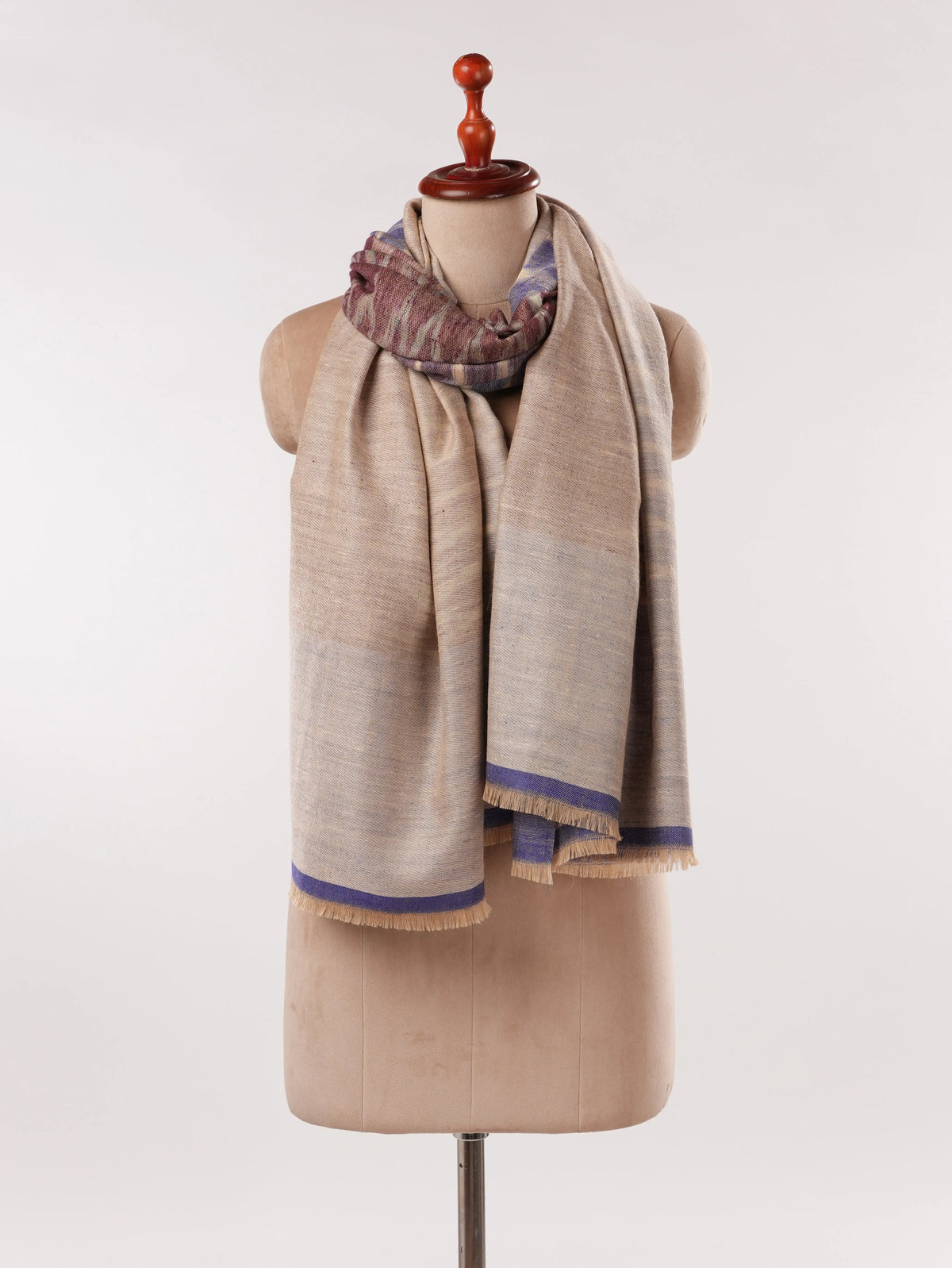 Ikat Woven Dual Shade Handwoven Authentic Pashmina Shawl