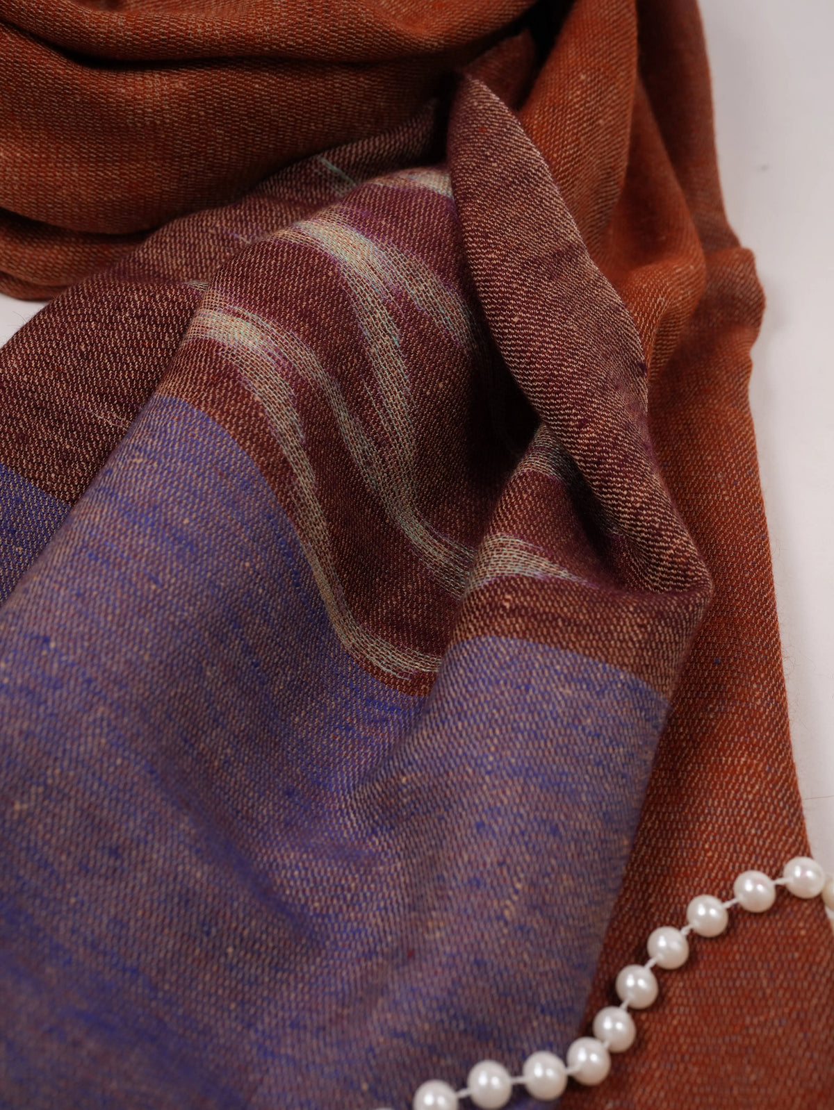 Dual Shade Handwoven Original Pashmina Shawl with Ikat Weave