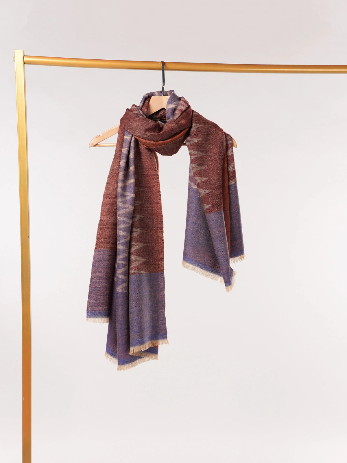 Dual Shade Handwoven Original Pashmina Shawl with Ikat Weave
