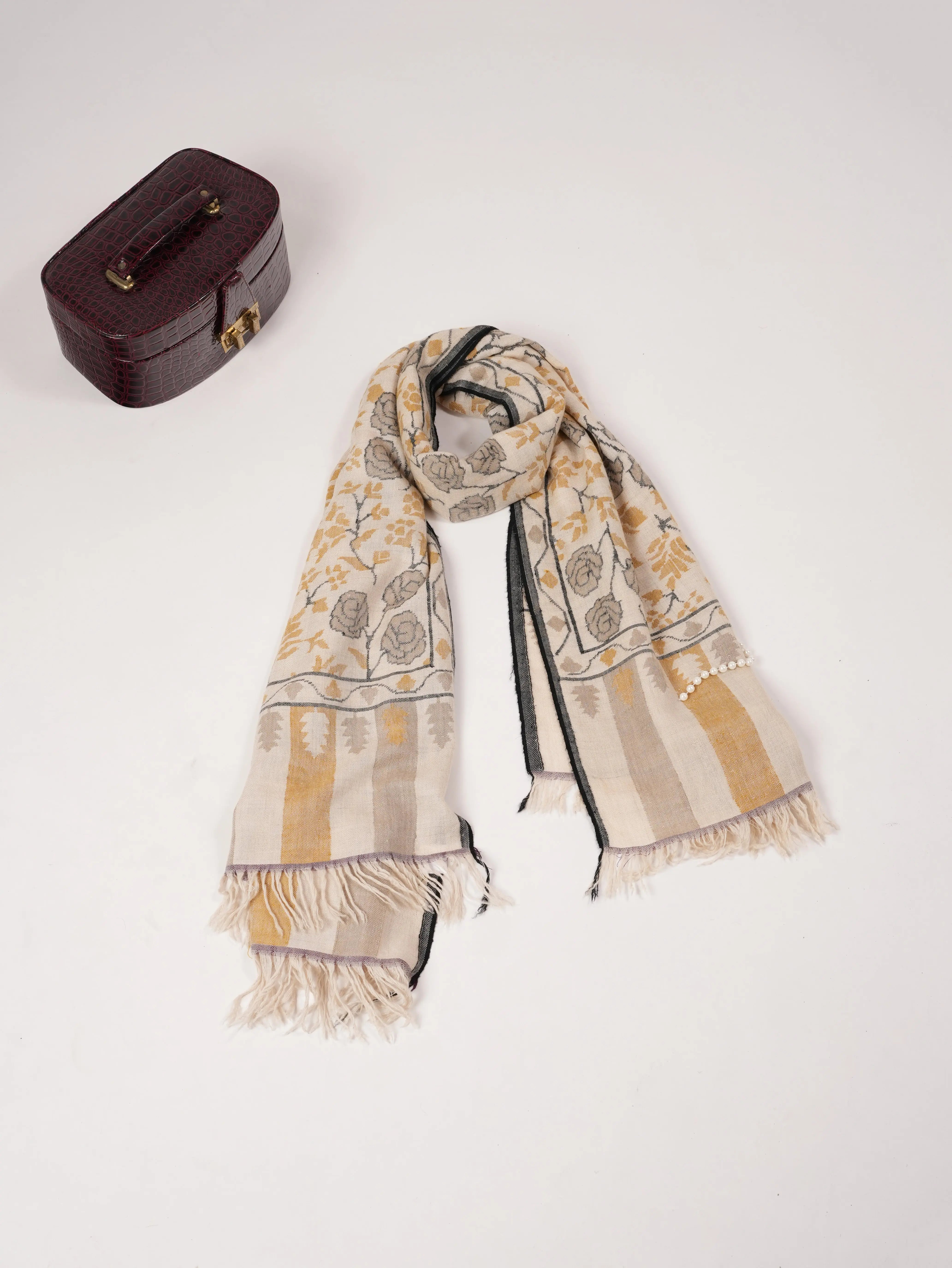 Handwoven Tan Kani Kashmiri Authentic Pashmina Shawl Shahkaar.com