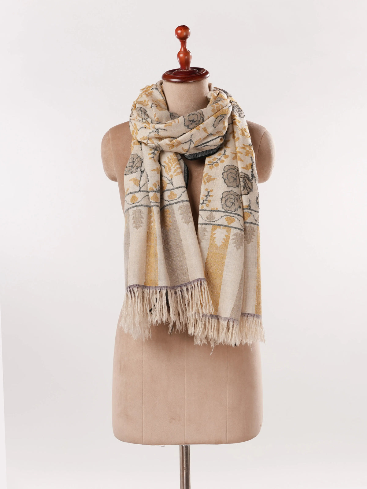 Handwoven Tan Kani Kashmiri Authentic Pashmina Shawl Shahkaar.com