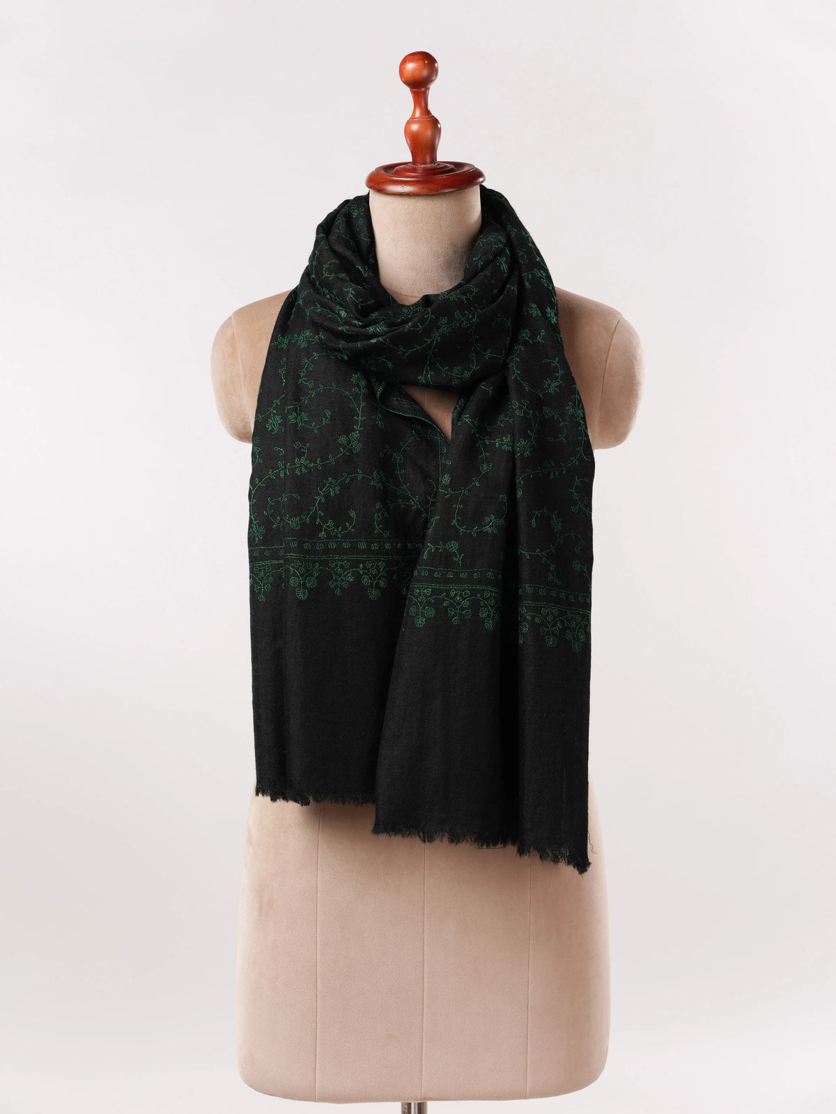 Emerald Green Embroidered Hand Embroidered Original Cashmere Scarf