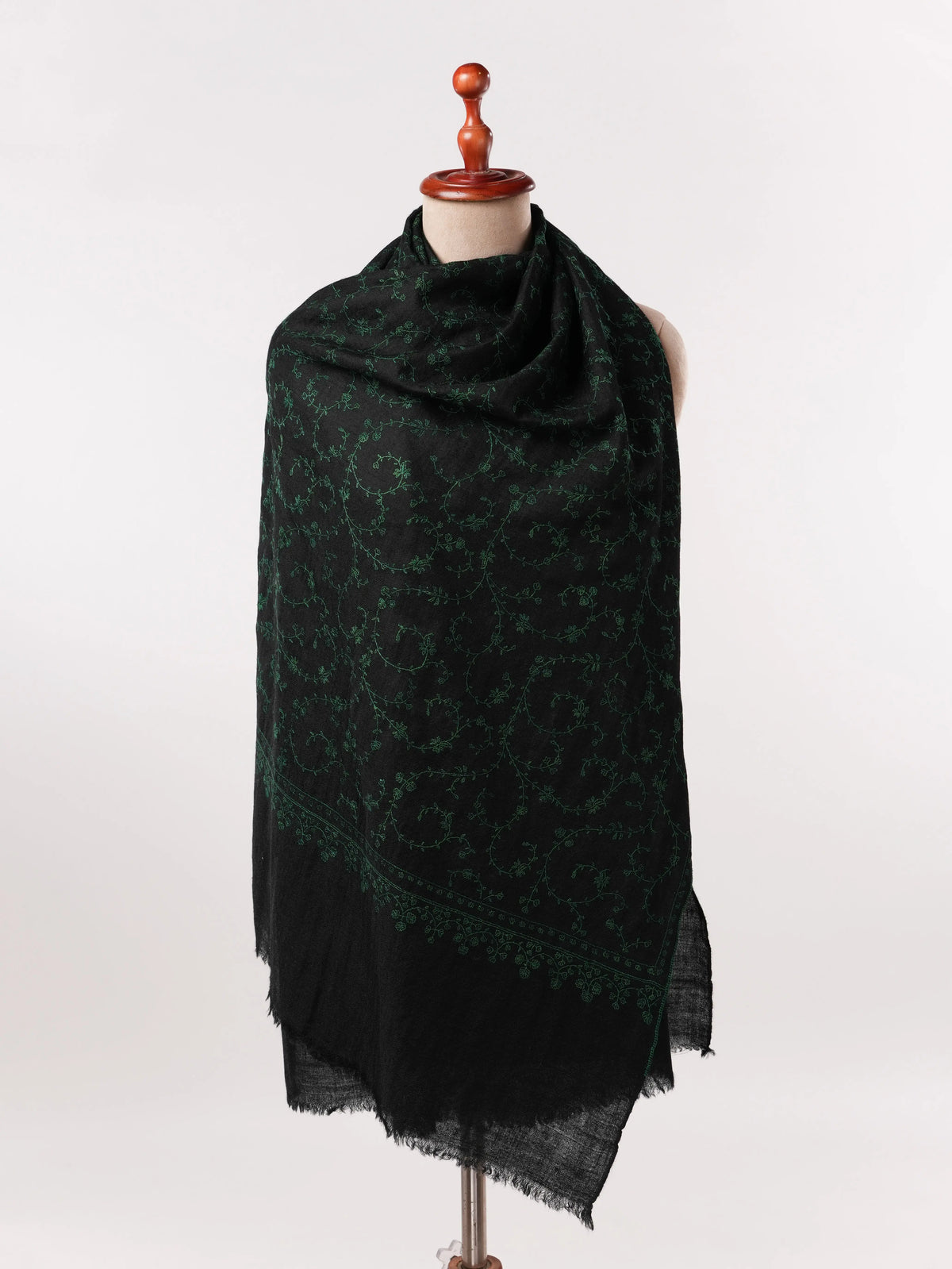 Emerald Green Embroidered Hand Embroidered Original Cashmere Scarf