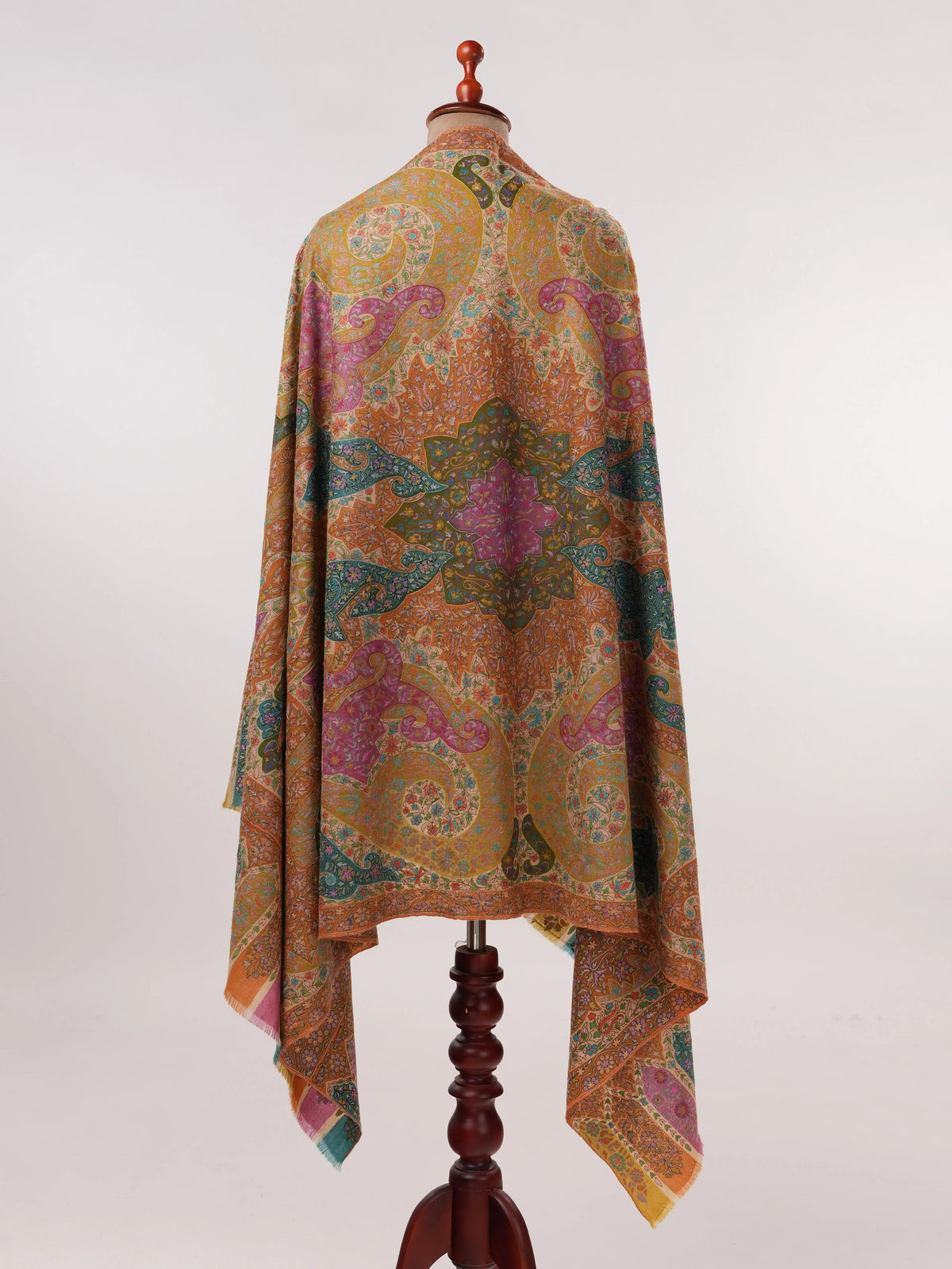 Handcrafted Handwoven Pashmina Shawl with Hand Kalamkari Embroidery Shahkaar.com