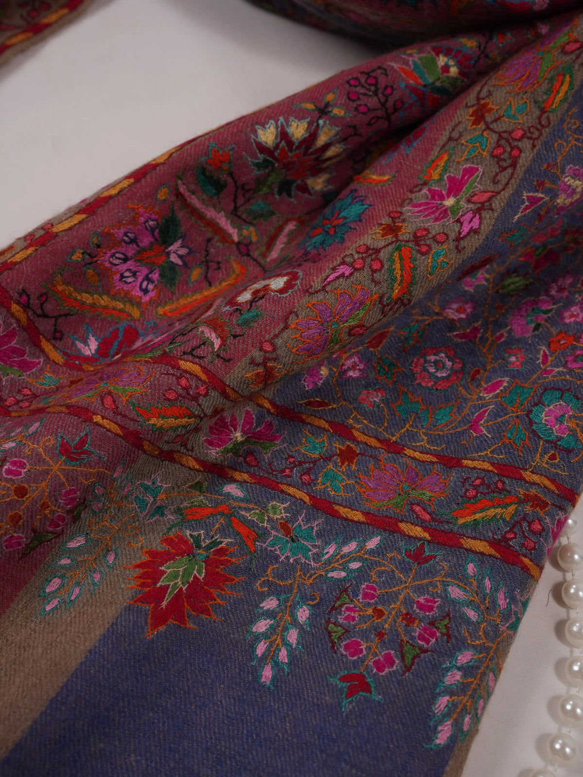 Jamawar El Nakışlı El Dokuması Saf Pashmina Şal