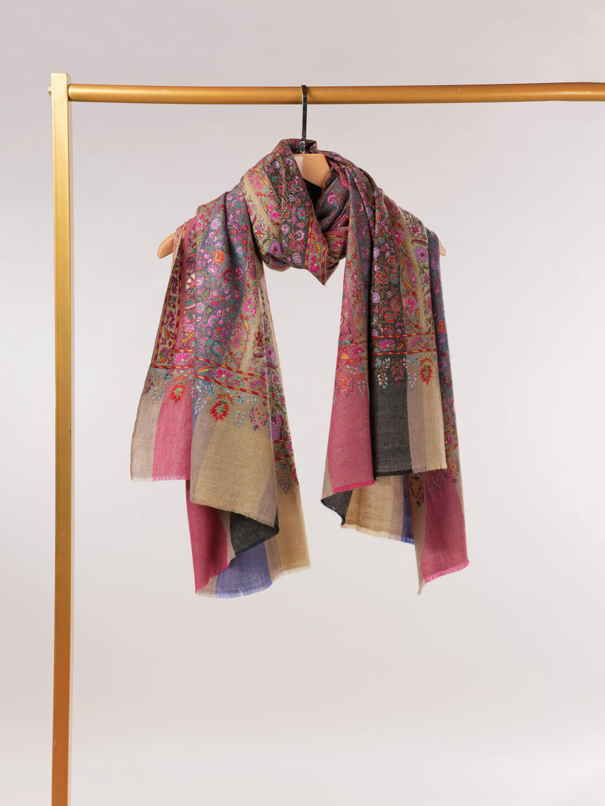 Jamawar El Nakışlı El Dokuması Saf Pashmina Şal