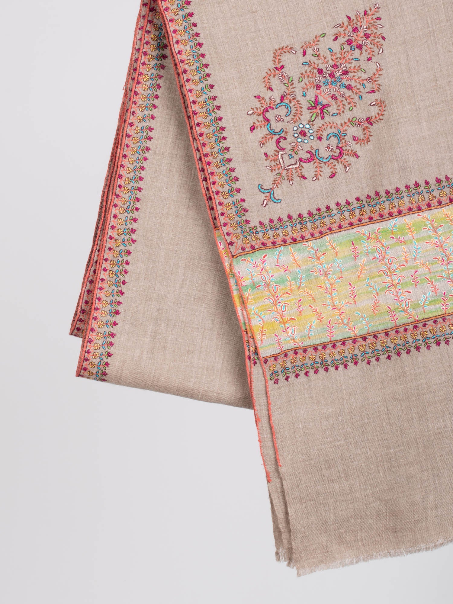 Gray Palla Embroidered Stylish Pashmina Shawl - NAPPANEE Shahkaar