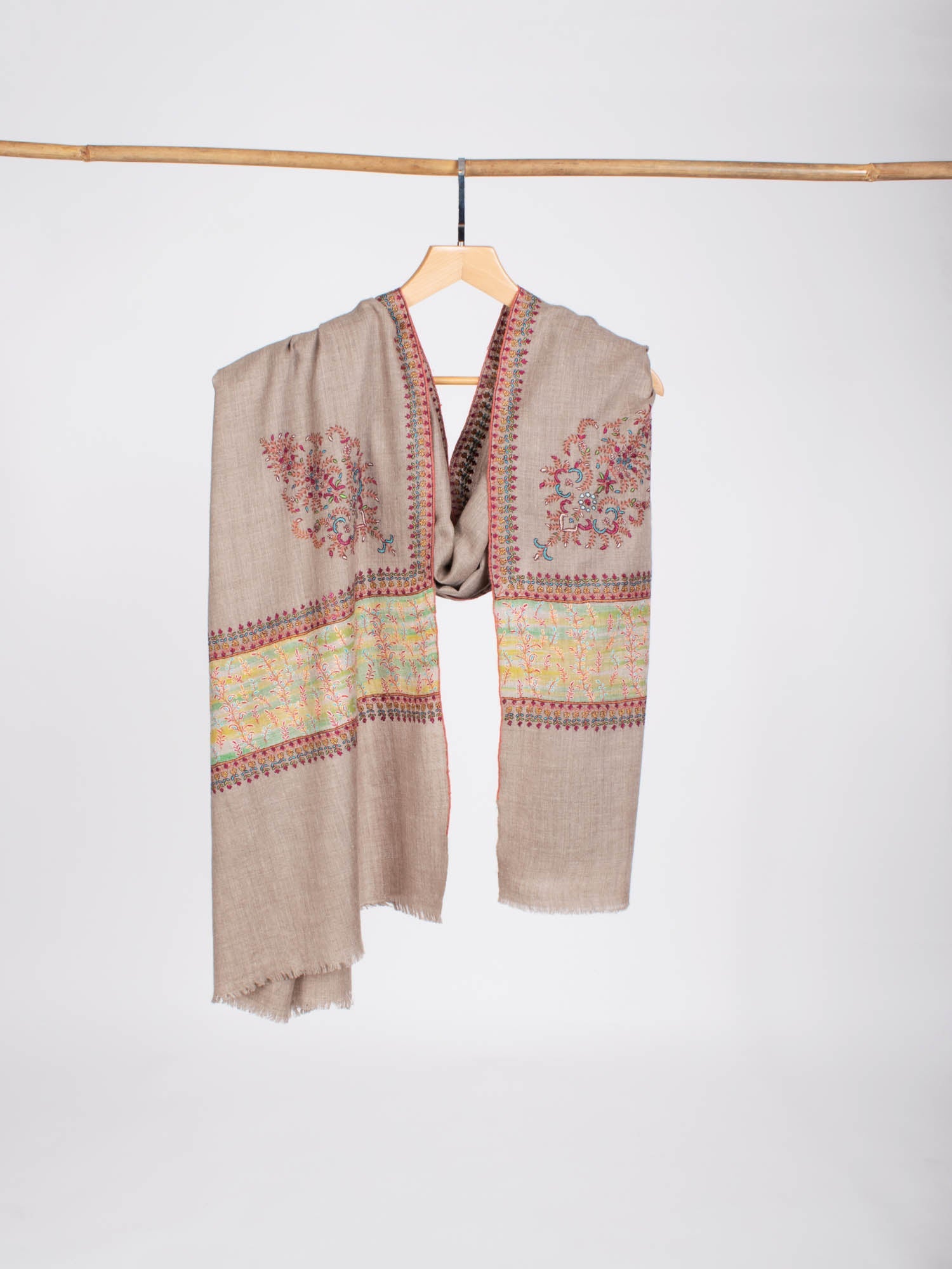 Gray Palla Embroidered Stylish Pashmina Shawl - NAPPANEE Shahkaar