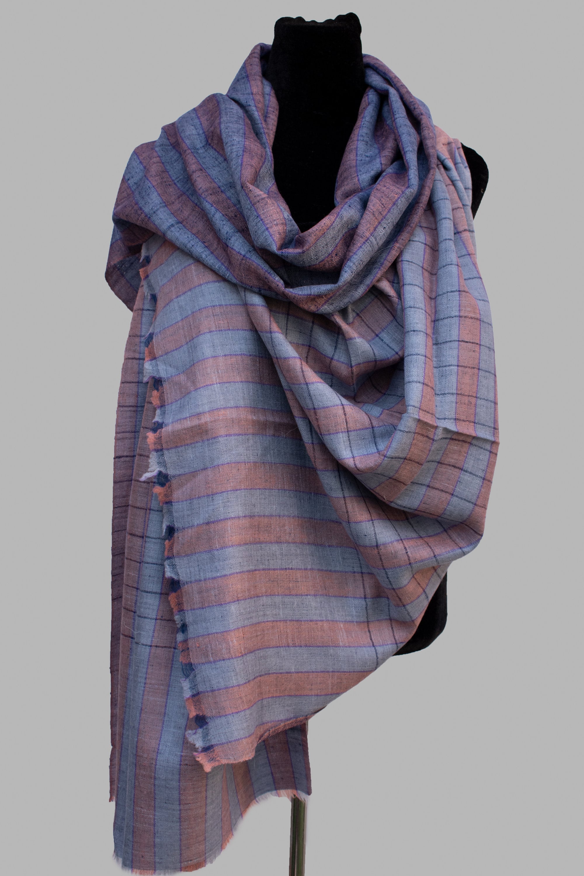 Dual Shade Stripes Pure Pashmina Shawl