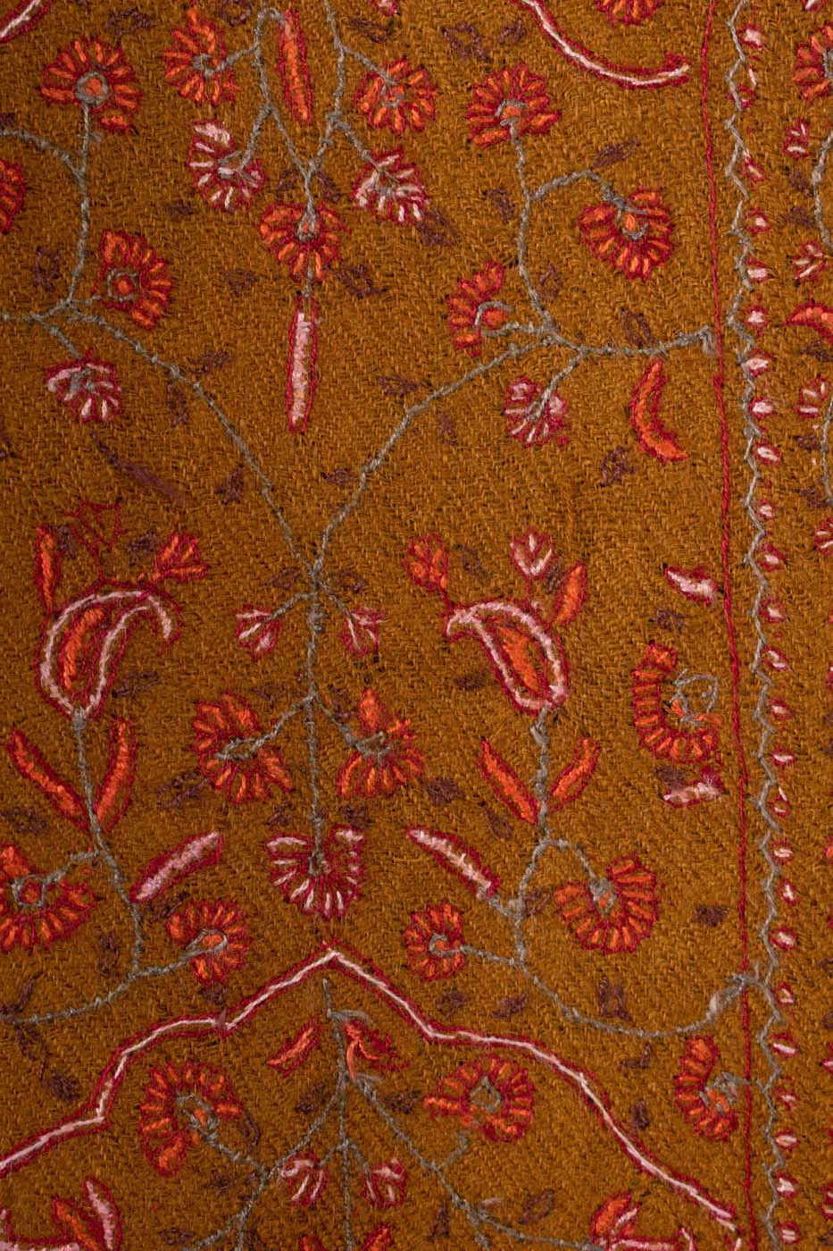 Ochre Hand Spun Authentic Kashmiri Pashmina Shawl