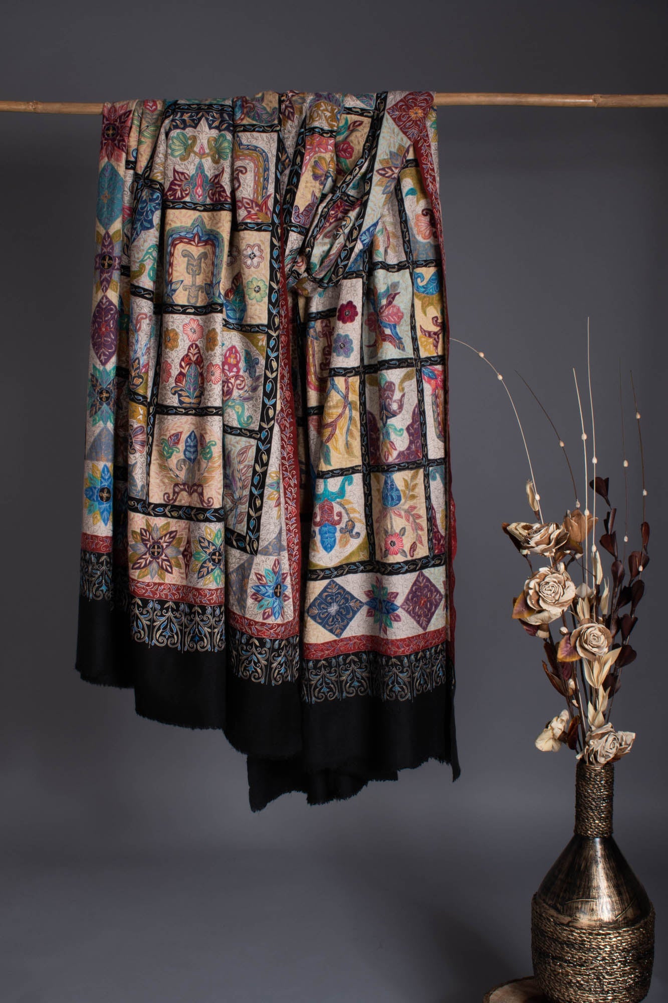 XL Artistic Kalamkari Pashmina - ZAPOPAN Shahkaar
