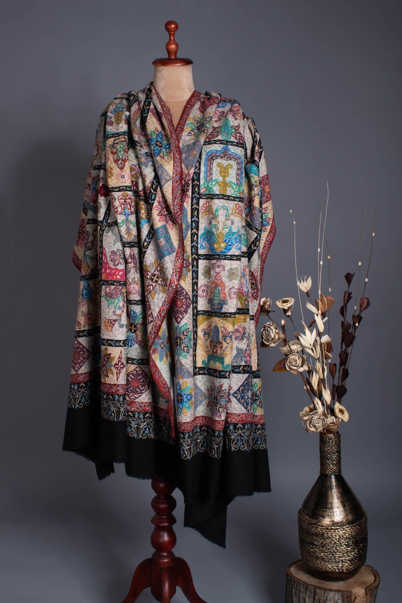 XL Artistic Kalamkari Pashmina - ZAPOPAN Shahkaar